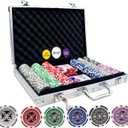 AIBETOMG Poker Chips with Numbers, Poker Chips Set with Aluminum Travel Case,11 Gram Casino Poker Set for Texas Holdem, Blackjack (6 Colors - 300 Chips With Numbered)