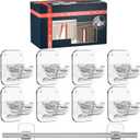 8PCS No Drill Adhesive Curtain Rod Brackets 40LB, Curtain Rods No Drilling Renter Friendly Hooks, No Damage Curtain Holders Apartment Farmhouse Classroom Decor Hanging Drapes Rv Over Blinds Bedroom