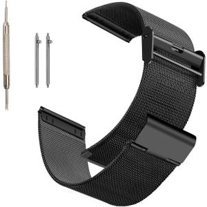 Moran Stainless Steel Mesh Watch Band 20mm Quick Release Black Replacement Metal Strap 18mm 20mm 22mm Compatible for Samsung Galaxy Watch 6 Band Classic 43mm 47mm 40mm 44mm (Black, 20mm)