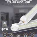 ELEKICO 4 Pack 2ft Led Shop Lights, 6000k 40w 5600lm 24 Inch Led Light Fixture Power Cord Wth on/Off Switch, Linkable 2ft Shop Light for Small Garage Ceiling Storage Area Workbench Basement Attic