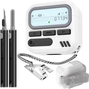 (with Safety Lock) Pager Cases for AirPods 4 Case Cover 2024 with Cleaner Kit,Sturdy Hard PC Protective for Apple AirPods 4th Generation Case for Men Women,AirPods 4 Accessories with Keychain-White