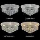 7 - Light Flush Mount Crystal Chandelier for Living Room Dining Room Entryway Hallway Bedroom Foyer Chrome Finish, 18"
