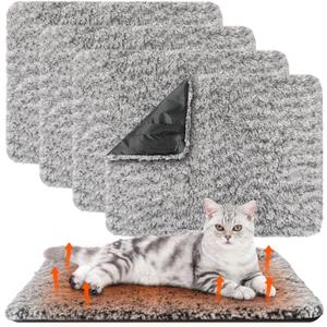 4 Pack Self Warming Cat Pads Self Heating Cat Mat Washable Homeless Dogs Thermal Pads Kennel Pad Reflects Body Heat Warm Crate Bed Mat for Indoor Outdoor Pet(Gray,16 x 20 Inch)