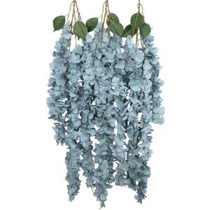 3PCS Artificial Wisteria Hanging Flowers, 5.25ft Dusty Blue Wisteria Garland with 6 Branches Realistic Silk Hanging Flowers for Decoration, Wedding Arch, Party Backdrop, and Home Wall Decor