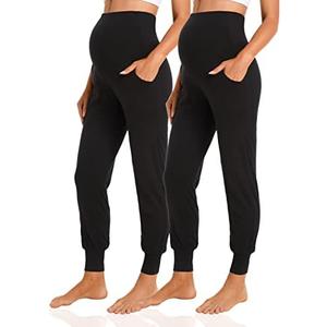 V VOCNI Women's Maternity Pants Maternity Activewear Jogger Track Cuff Sweatpants Over The Belly Stretchy Pregnancy Pants. Size L