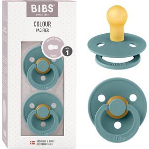 BIBS Pacifiers Colour Collection | Natural Rubber Baby Pacifier | Round Nipple | Set of 2 BPA-Free Soothers | Made in Denmark | 6+ Months (Pack of 2) | Island Sea