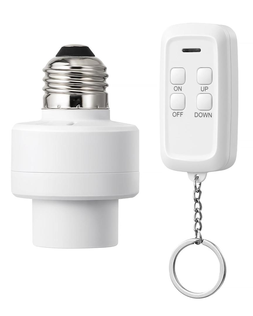 DEWENWILS Remote Control Light Socket with Dimmer, Wireless Light Switch, Dimmable Remote Light Bulbs Socket Switch, 100FT, E26 E27 Base with Controller, No Wiring, for Closet, Basement, ETL Listed