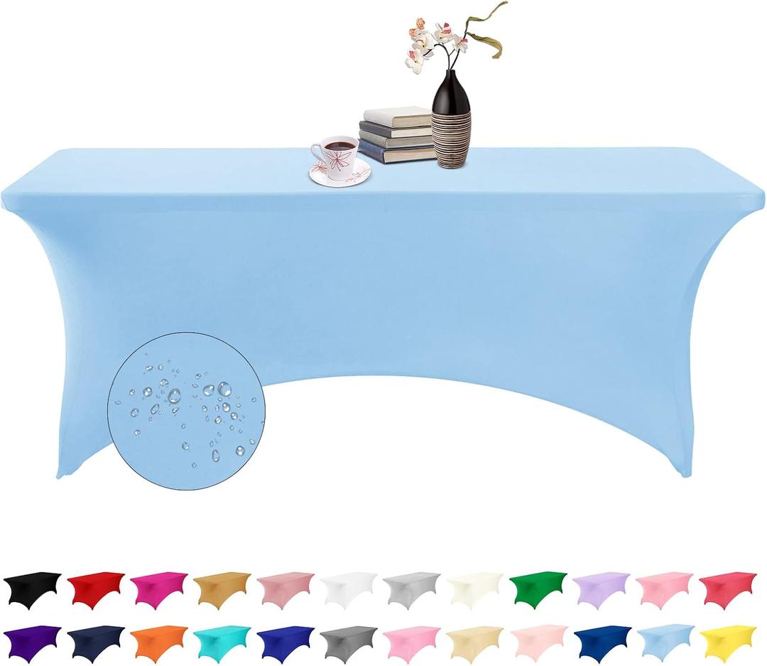 Spandex 6ft Waterproof Table Cover for Party,Wedding, Banquet, and Events(Blue Mist) (72" x 30" (Rectangular))