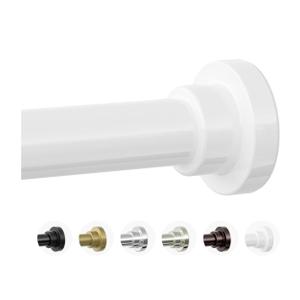 Shower Curtain Rod, 1" Diameter Heavy Duty Tension Shower Rod, Non Slip Adjustable 28-46 inch No Drilling Shower Curtain Rods Spring Tension For Bathroom, Shower Stall, No Rust, White