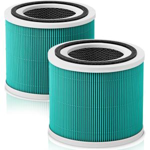 2 Pack Core 300 Toxin Absorber Replacement Filters for LEVOIT Core 300 and Core 300S VortexAir Air Purifier, True H13 3-in-1 and Activated Carbon,Core 300-RF-TX (Green)