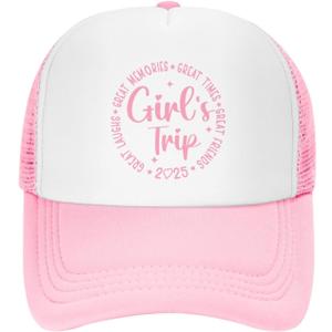 Girl's Trip 2025 Hats for Womens Funny Girl's Trip 2025 Ball caps Funny Vintage Cotton Washed (Pink6)