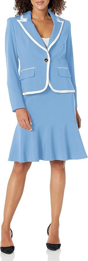 Women's One Button Framed Blazer & Flounce Skirt, 2pc Set, Size 8