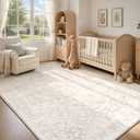 6x9 Area Rugs for Living Room: Boho Vintage Washable Rug Non-Slip Soft Stain Repellent Area Rugs Indoor Low-Pile Carpet for Bedroom Nursery Office Dining Room Playroom Farmhouse (Beige, 6'x9')