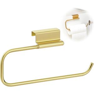 12.4 Inches Cabinet Door Paper Towel Holder Camper Under Sink No Drilling Paper Towel Storage and Dispenser for RV Kitchen Bathroom Laundry Room, Stainless Steel(Gold,1 Pcs)