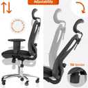 Duramont Ergonomic Office Chair with Rollerblade Wheels - High Back Breathable Mesh Desk Chair, 4D Lumbar Support, Memory Foam Seat, Adjustable Headrest and Armrests, Reclines, Black
