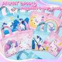 Amylove 24pcs 8 * 8.5in Unicorn Canvas Tote Bag Bulk Reusable Candy Grocery Shopping Gift Mini Canvas Bags 12 Patterns Unicorn Design for Halloween Party Supplies Favors