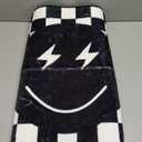 Demissle Black Smile Face Rug Preppy Check Buffalo Plaid Funny Rug for Bedroom Contemporary Checkered Carpet Preppy Room Decor Reversible Living Room Bedroom Dormitory Porch