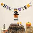 4 x Halloween Door Sign Hanging Decor,Welcome Sign for Front Door&Wall,Wooden Pumpkin signs Decorations for Home, Halloween Hanger Indoor Outdoor Party Haunted House Supplies