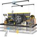 FERO Motorized Overhead Garage Storage Rack with Remote Control, Heavy-Duty Ceiling Mounted Organizer, 4x8 FT Ceiling Storage Lift System, Space-Saving Hanging Garage Shelves, 325 LBS Capacity