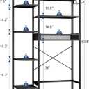 K1 Heavy Duty 7-Tier Over The Toilet Storagewith Basket and Paper Hook Freestanding Above Toilet Shelf with Adjustable FeetSpace Saver Bathroom Shelves 9.3" D x 33.5" W x 63.8" HBlack