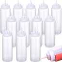 10 Pcs 32 oz Squeeze Bottle Large Plastic Clear Wide Mouth Squeeze Bottles for Condiment Sauces Chocolate Ketchup Mustard BBQ Grill Restaurant