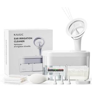 KAUGIC Electric Ear Wax Removal Kit, FSA-HSA-Eligible, Water Powered Ear Irrigation System with Sewage Collection, 4 Clean Modes, Safe & Effective, 3 Ear Tips for Adults (White)