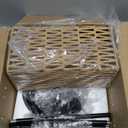 Floor Lamp for Living Room,Farmhouse Floor lamp,Modern Standing lamp with Hand-Worked Rattan Shade (Square Shade-3 Color Blub)