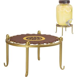 Heavy-duty Metal Beverage Drink Dispensers Stand, Drinking Crock Cold Water Glass Container Holder, Countertop Rack Base for Juice Lemonade Dispenser Mason Jar, Max Diameter 8", Gold