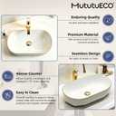 White With Gold Trim Vessel Sink Oval 22 Inch Bowl Bathroom Sink Oval Modern Above Counter Bathroom Sinks White 22x12.2 Inch Porcelain Ceramic Vessel Vanity Sink Art Basin