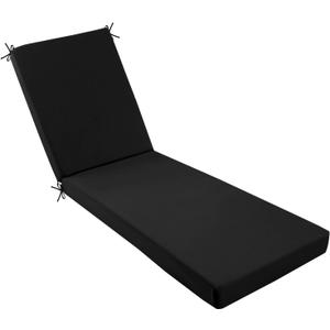 idee-home Chaise Lounge Cushions Outdoor, Lounge Chair Cushions for Patio Furniture Weather and Stain Resistant for Lawn Pool (72"L x 21"W x 3" T, Black)