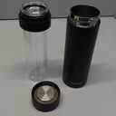 15oz Stainless Steel Vacuum Insulated Water Bottle with glass liner inside,glass lined thermos with tea strainer for Hot drink and Cold drink-Leakproof car mug(Black,tea strainer)