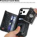 HAOPINSH Wallet Case with Card Holder for iPhone 17 Pro Max, Black Leopard Cheetah Pattern Back Flip Folio PU Leather Kickstand Card Slots Case for Women Girls Shockproof 6.9"