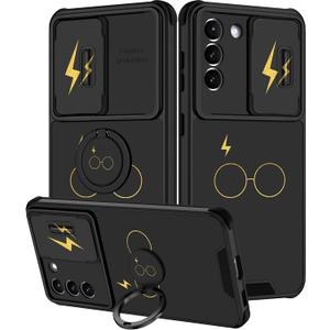 Goocrux Phone Cover Case for Samsung Galaxy S21 5G | 2in1, for Women Girls, Cute Girly, with Slide Camera Cover, Ring Holder, Black Eyes Design, Teens, Aesthetic, Pretty Cool Cases, 6.2''