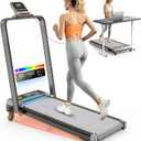 Walking Pad Treadmill with 12% Incline & Dual LED Display, 4 in 1 Walking Pad with Handle Bar, 3.5HP Foldable Under Desk Treadmill, Portable Treadmills for Home 350LBS, 4 Adjustable Incline, RGB Light (Silver)