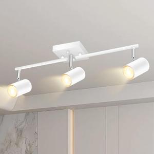 BoostArea Track Lighting Fixtures Ceiling, 3 Way Track Lighting Kit, LED Track Lighting with Rotatable Light Heads, Modern Ceiling Spot Lighting for Kitchen/Bedroom/Living Room, GU10 Bulb Not Included (White)
