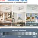 TCL 52" Ceiling Fan with Lights, Silver Flush Mount, 5 Blade Low Profile, 6 Speeds DC Reversible, Dimmable, Modern for Bedroom, Living Room and Garage