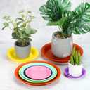 PATIKIL 10 Inch Plant Saucer Tray, 5 Pack Plastic Drip Tray Round Collects Excess Water Flower Pot Drainage Trays for Heavy Indoor Outdoor Pan, Purple
