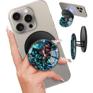 Magnetic Phone Grip for MagSafe  Magnetic Cell Phone Stand Magnet Removable Kickstand Finger Ring Holder Cute Stylish Decorative Accessories for iPhone 17/16/15/14/13/12 Series, Blue Green