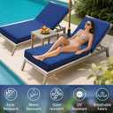 Outdoor Chaise Lounge Cushion 80"x26"x6", Waterproof 6" Extra Thickness Lounge Cushion with Removable Cover, Patio Lounge Chair Cushions Set of 2 for Outdoor Furniture, Navy Blue
