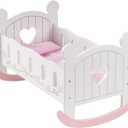 ROBUD Wooden Baby Doll Crib, Baby Doll Bed Toys, Fits Up to 18 Inch Doll Accessories