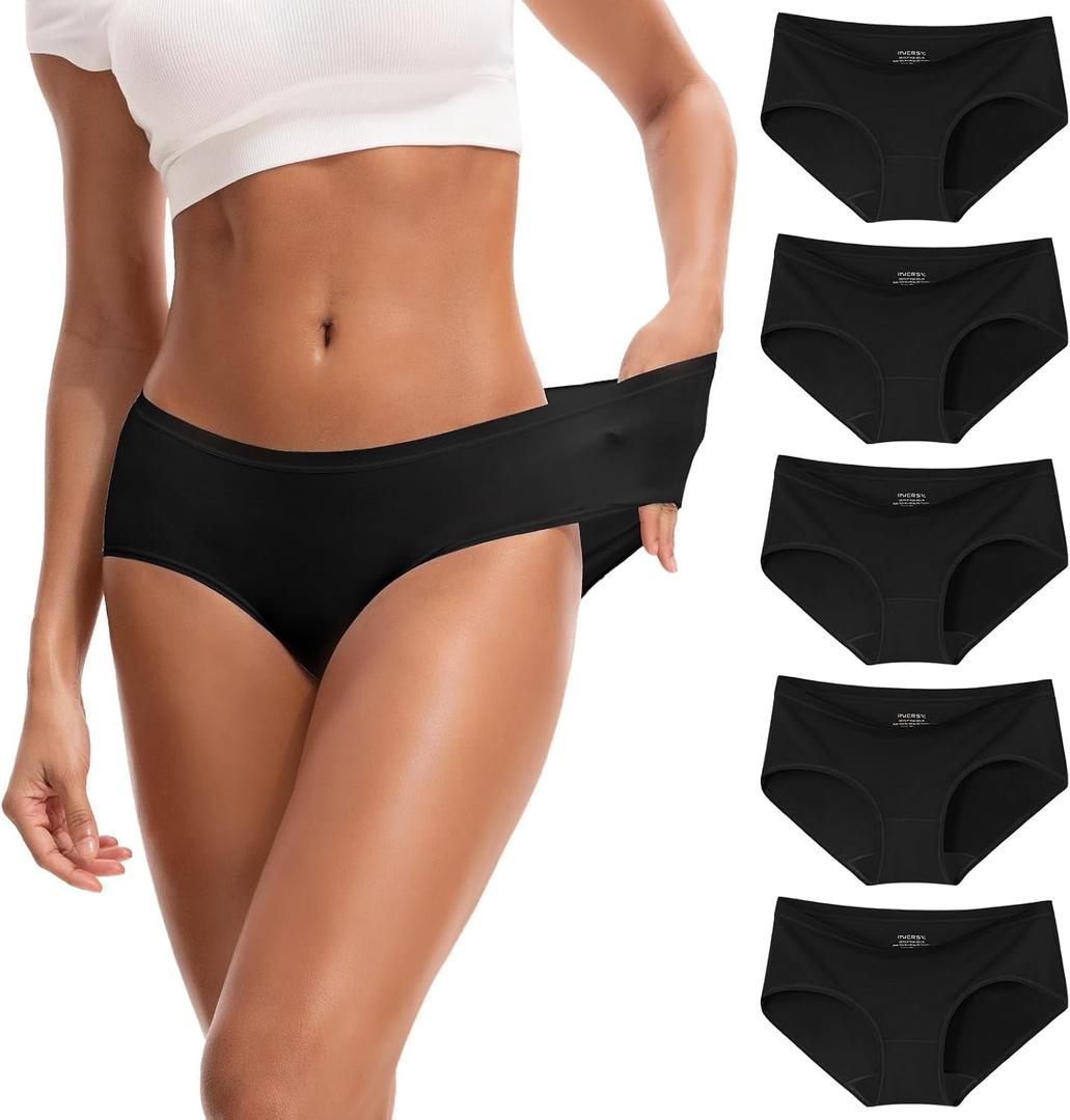 INNERSY Women's Soft & Thin No Show Modal Underwear Quick Dry Panties for Summer 5-Pack(Black, Large)