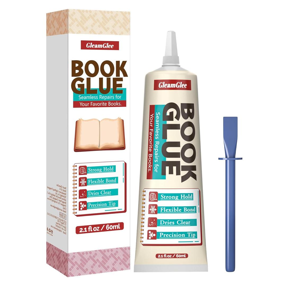 Book Glue, Dries Clear & Flexible Book Binding Glue Adhesive, Used for Bookbinding and Book Repair, Book Nook, Framing, Collages, Paper Art and Crafts - 60ml