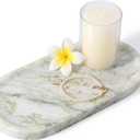 Koville Marble Vanity Tray for Bathroom Countertop, Green Marble Bathroom Tray Perfume Trays for Dresser, Stone Jewelry Dish Stone Trays for Kitchen Counter, Candle Holder for Home Decor