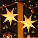 Enhon 2 Pack 20 Inch Paper Star Lanterns, Star Paper Light Christmas Decor, 7 Points Warm White LED Star Light with Plug, Collapsible Hanging Star Decor for Christmas Window Wall Room Yard