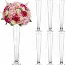Amylove 6 Pcs Trumpet Glass Vase Bulk 24" Tall, Flower Glass Vase Decorative for Centerpieces, Flowers, Floating Candle Holder, Table Shelf Party Decoration, Wedding Home Decor