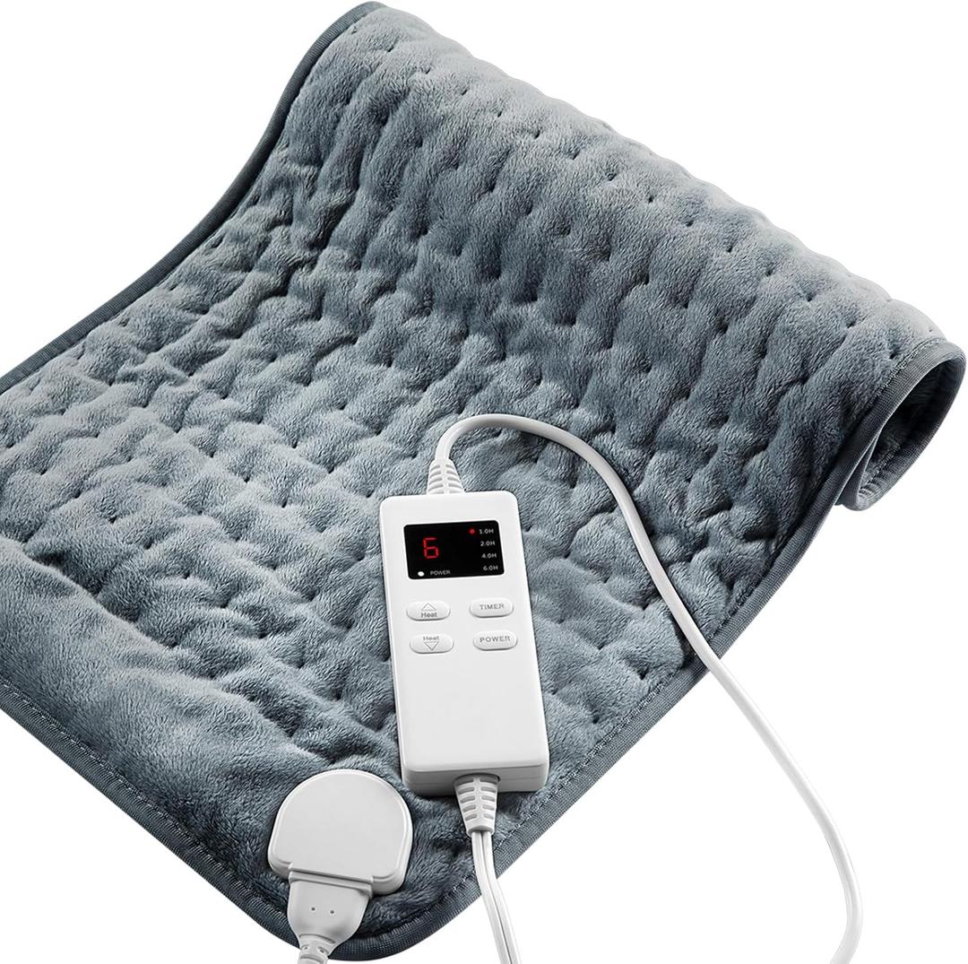 Heating Pad for Back Pain Relief & Cramps, Heating Pads with Auto Shut Off Large, 6 Heat Settings Heated Pad, Gifts for Women, Gifts for Men, Dark Gray (12x24 Inch)