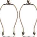 Lamp Harp 7 Inch, Saangseon Light Duty Antique Brass Lamp Shade Holder Replacement with Finial and Detachable 3/8 Saddle Base, Set of 2 DIY Lighting Accessories