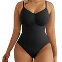 SHAPERX Women's Shapewear Bodysuit Tummy Control Body Shaper Seamless Sculpting Snatched Waist Body Suit,SZ5215-Black-L/XL