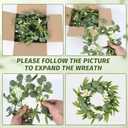 8 Pcs Green Artificial Eucalyptus Candle Rings Wreaths Mini Green Kitchen Cabinet Wreath Table Centerpieces Spring Summer with White Berry for Pillars Farmhouse Porch Front Door Wedding Decor