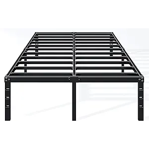 18 Inch Full Bed Frame - Sturdy Metal Platform Full Size, No Box Spring Needed, Heavy Duty, Easy Assembly, Strong Bearing Capacity, Under Bed Storage, Black